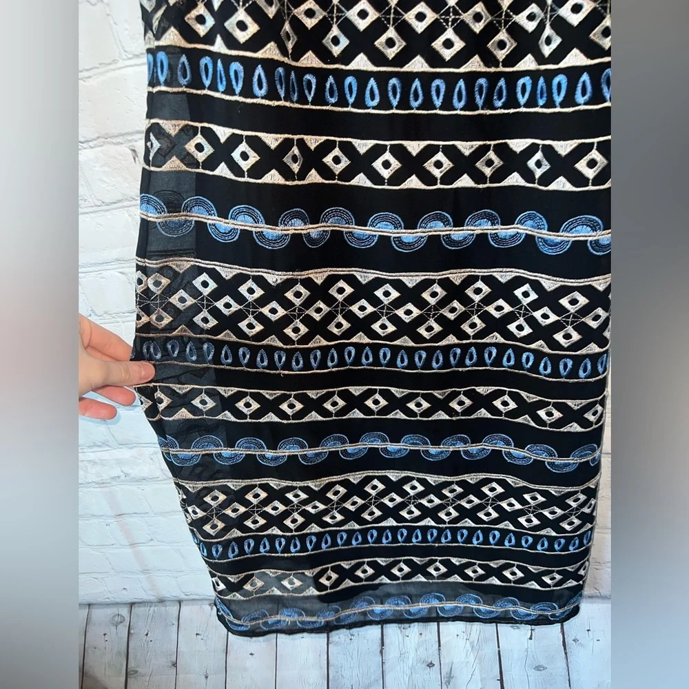 white house black market dark blue & white sleeveless dress size 00 - Picture 6 of 10